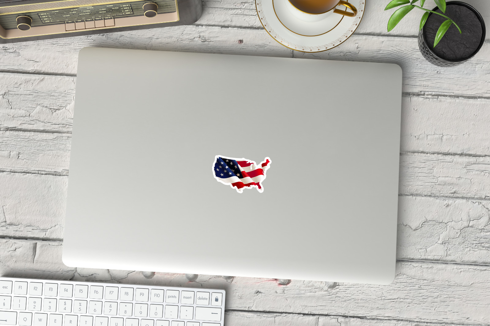 Set of 4 USA Flag Map Stickers | Patriotic American Flag Decals