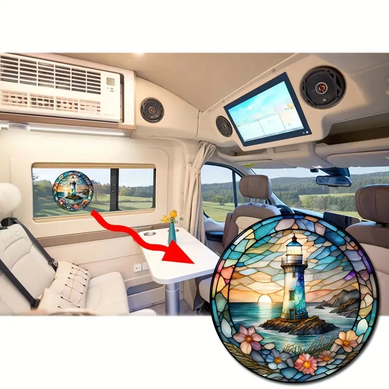 Lighthouse Sea Anti-Static PVC Window Sticker for Car, RV, and Home Decor