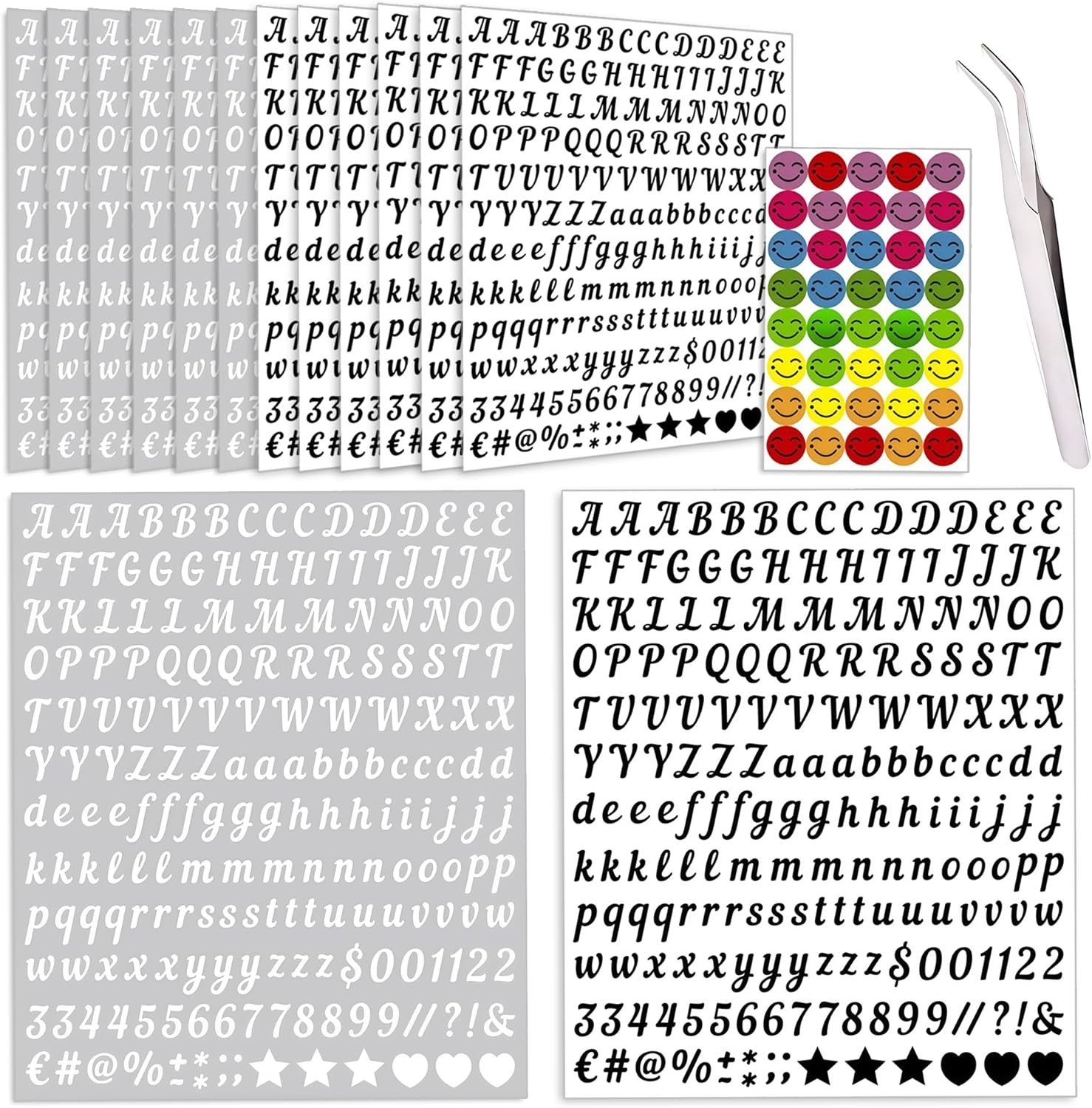 2500 PCS Mini Letter Stickers Small, Cursive Font 1/2 Half Inch (0.5 in)