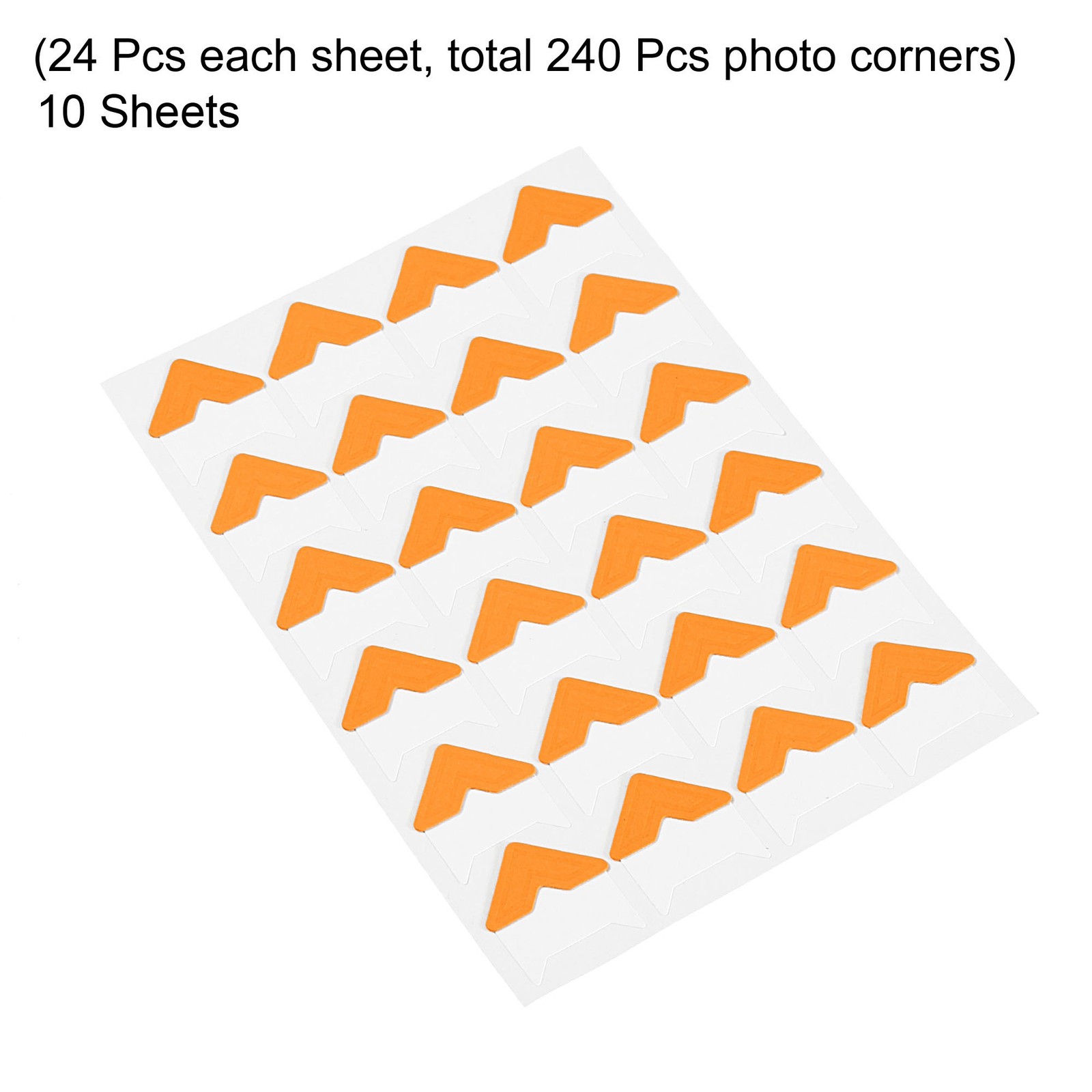 10Sheets/240Pcs Photo Corners Adhesive DIY Picture Mounting Sticker Orange