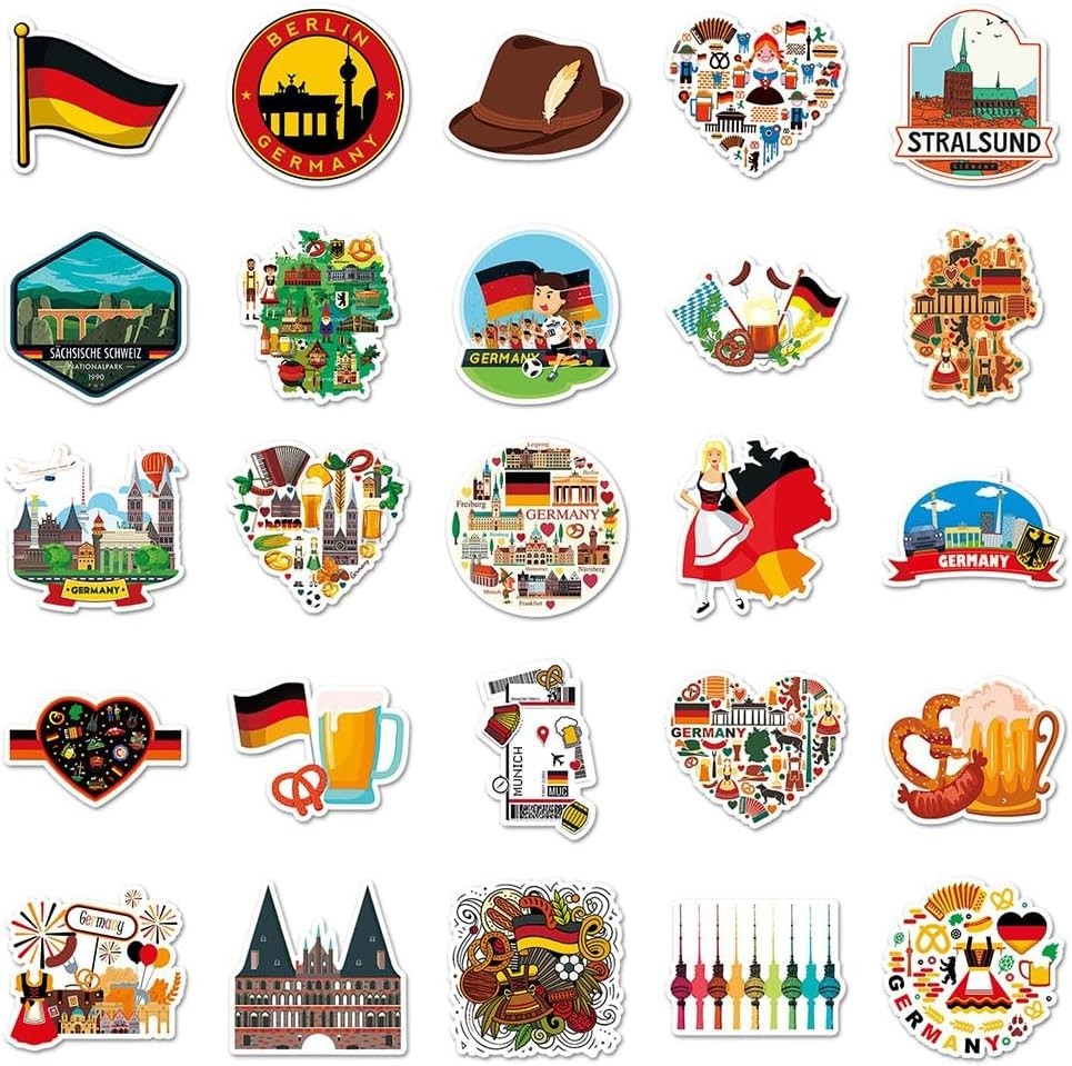 Stickers |50Pcs German Waterproof Vinyl Decals | Removable Reusable Peel & St…