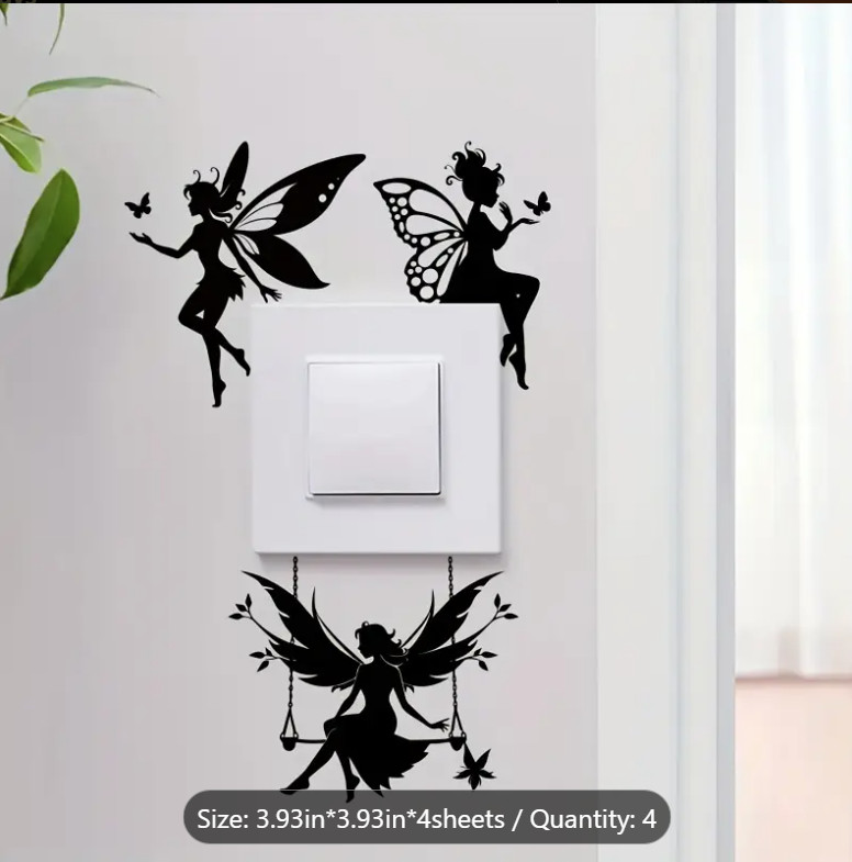 Fairy Elf Fantasy Wall Sticker Decal Sticker Bedroom Light Switch Decor (#008)