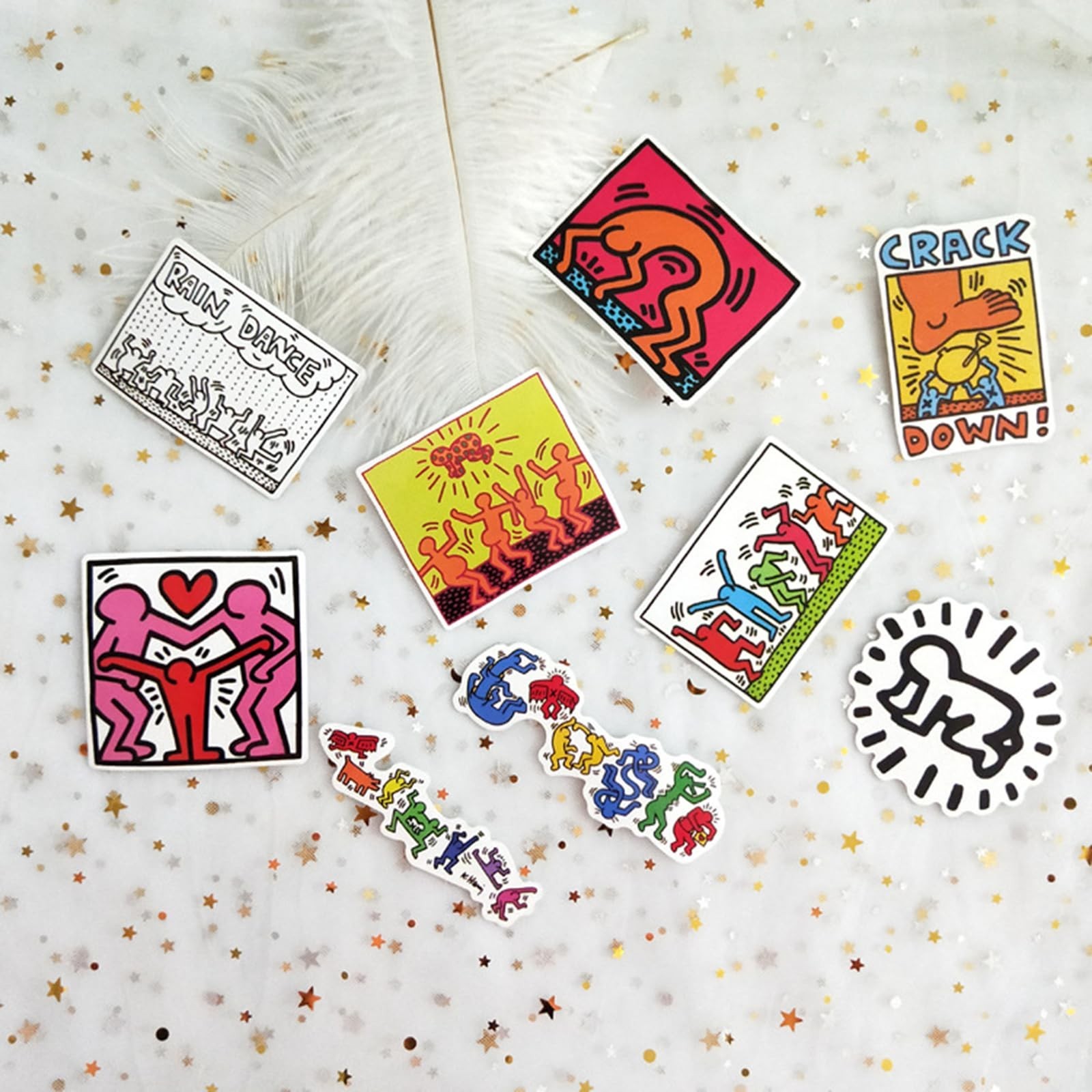 50Pcs Keith Haring Graffiti Waterproof Stickers for Water Bottles Cup Vinyl