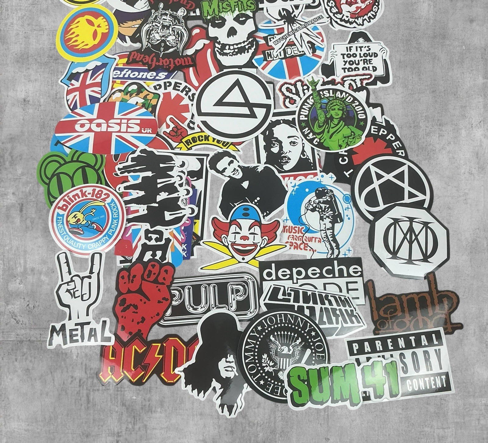 100PCS Rock Band Stickers Vinyl Decals AC/DC KISS Misfits Punk Metal Emo
