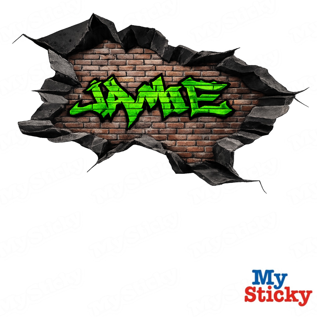 Custom Name Graffiti Brick Vinyl Wall Decal 3D Mandala Brick Scene Wall Sticker