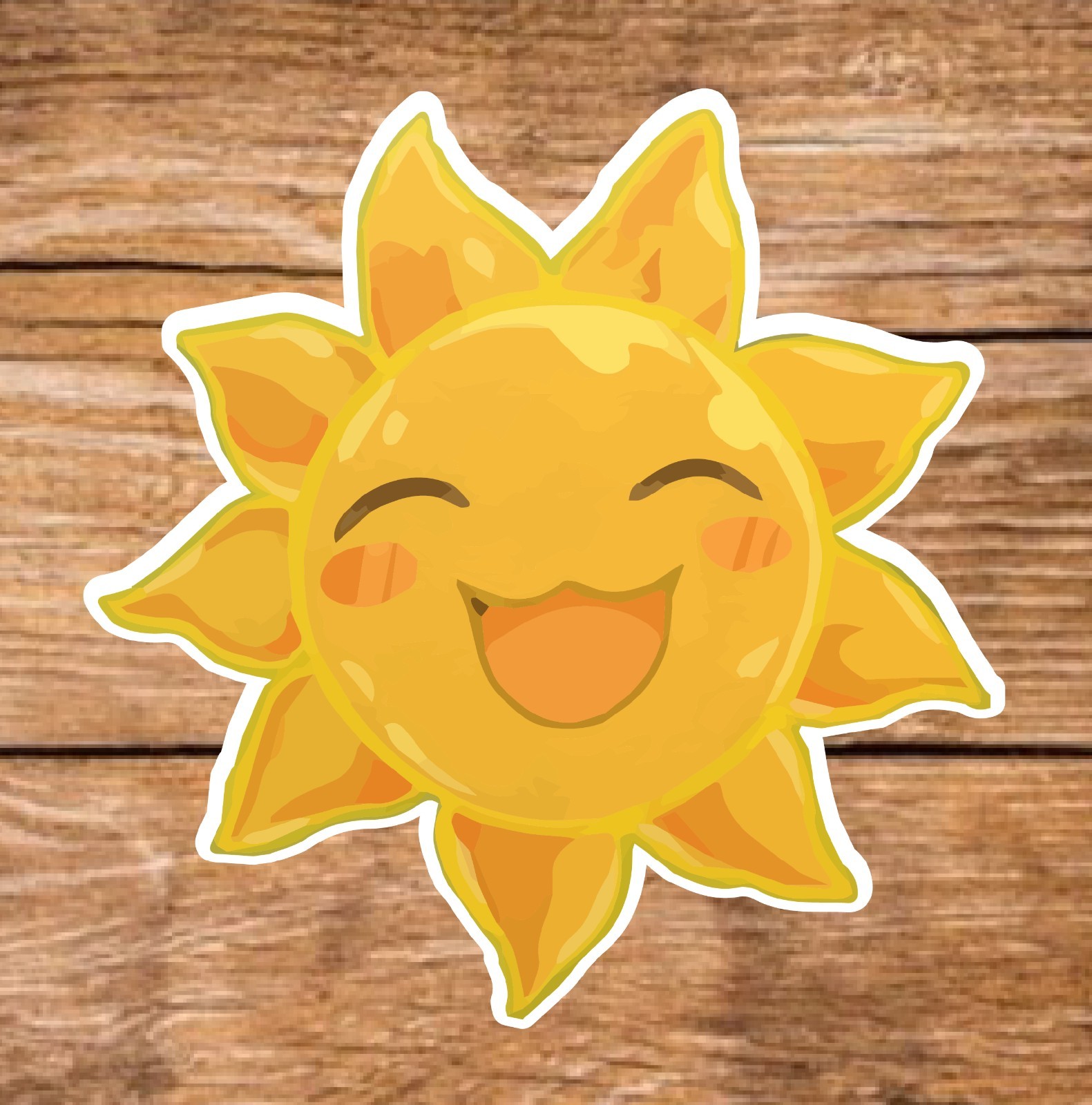 Sun – 2 Pages (20 Sticker Set) 2in, Waterproof, Glossy Finish Vinyl.