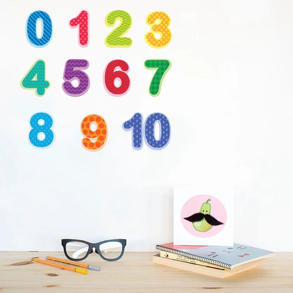 Digital Wall Stickers Child Colourful Decals Numbers Kids for Bedroom
