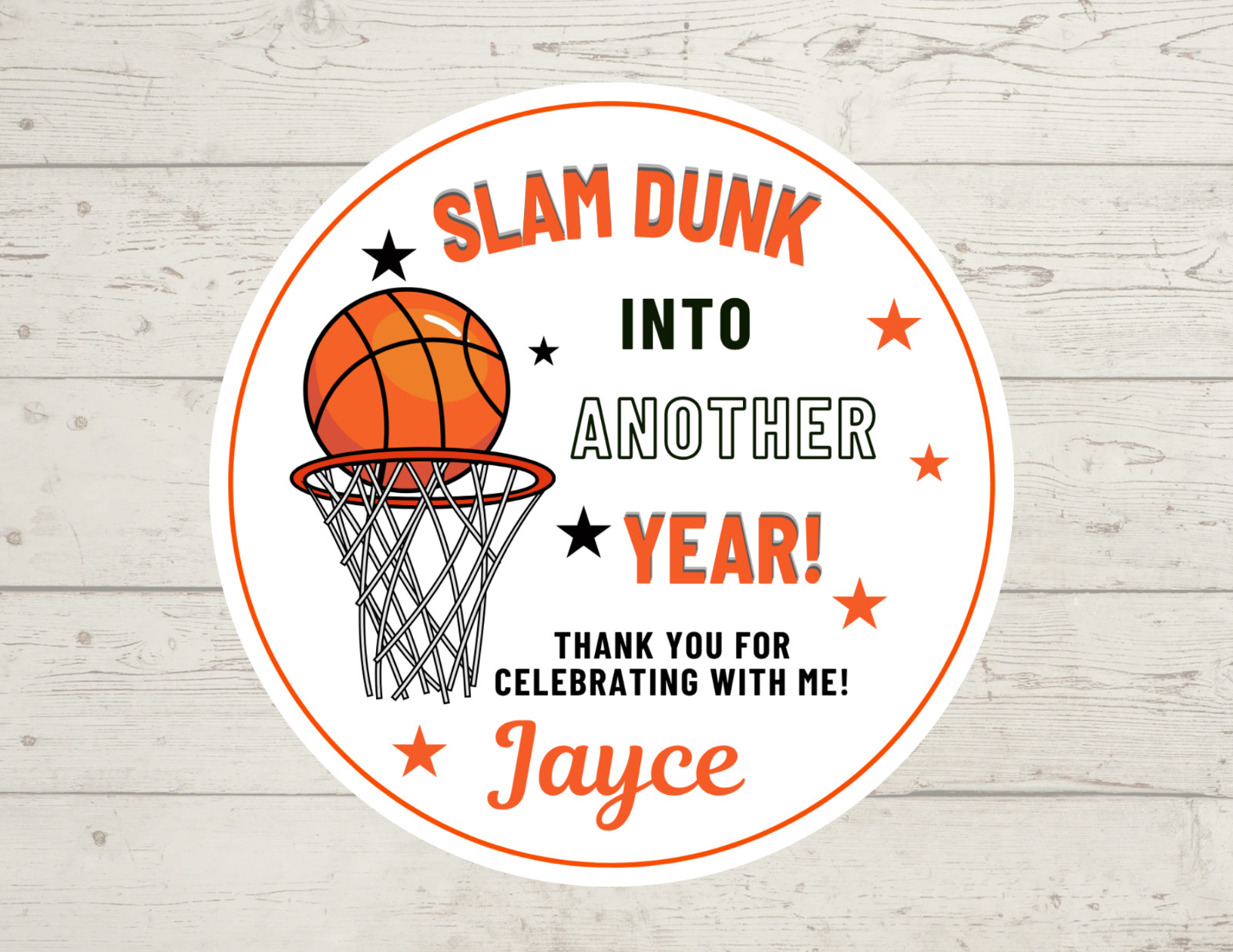 Basketball Birthday stickers personalized