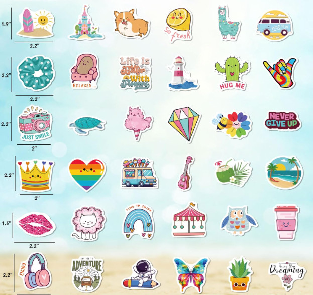 Wninbu 200 PCS Cute Stickers for Kids,Water Bottle Sticker Pack for Teens Girls