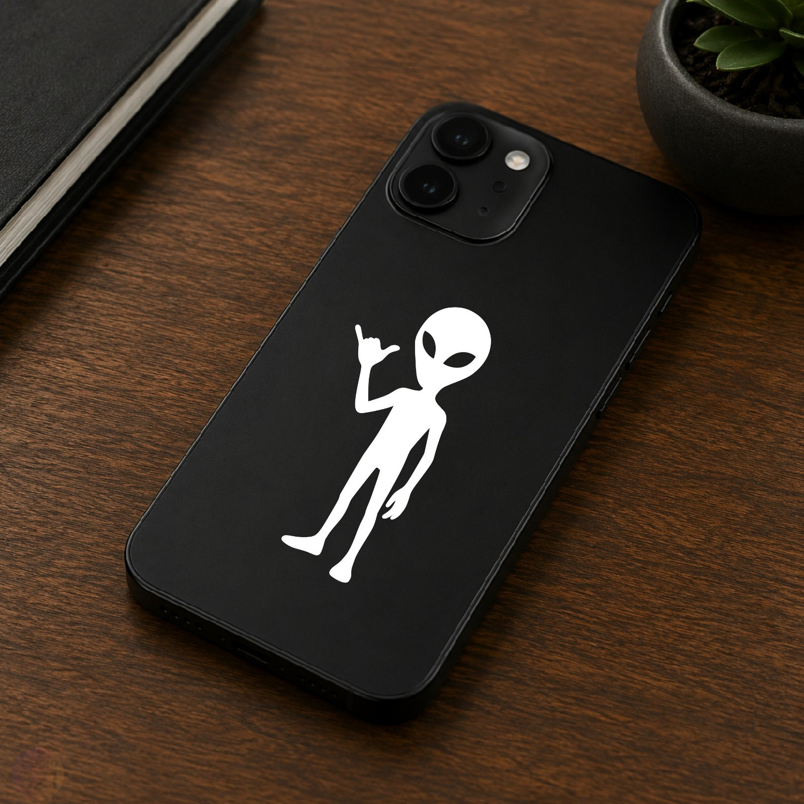 Alien Head Shaka Sign Decal | UFO Area 51 Sticker | Car Truck Window Vinyl | Fun