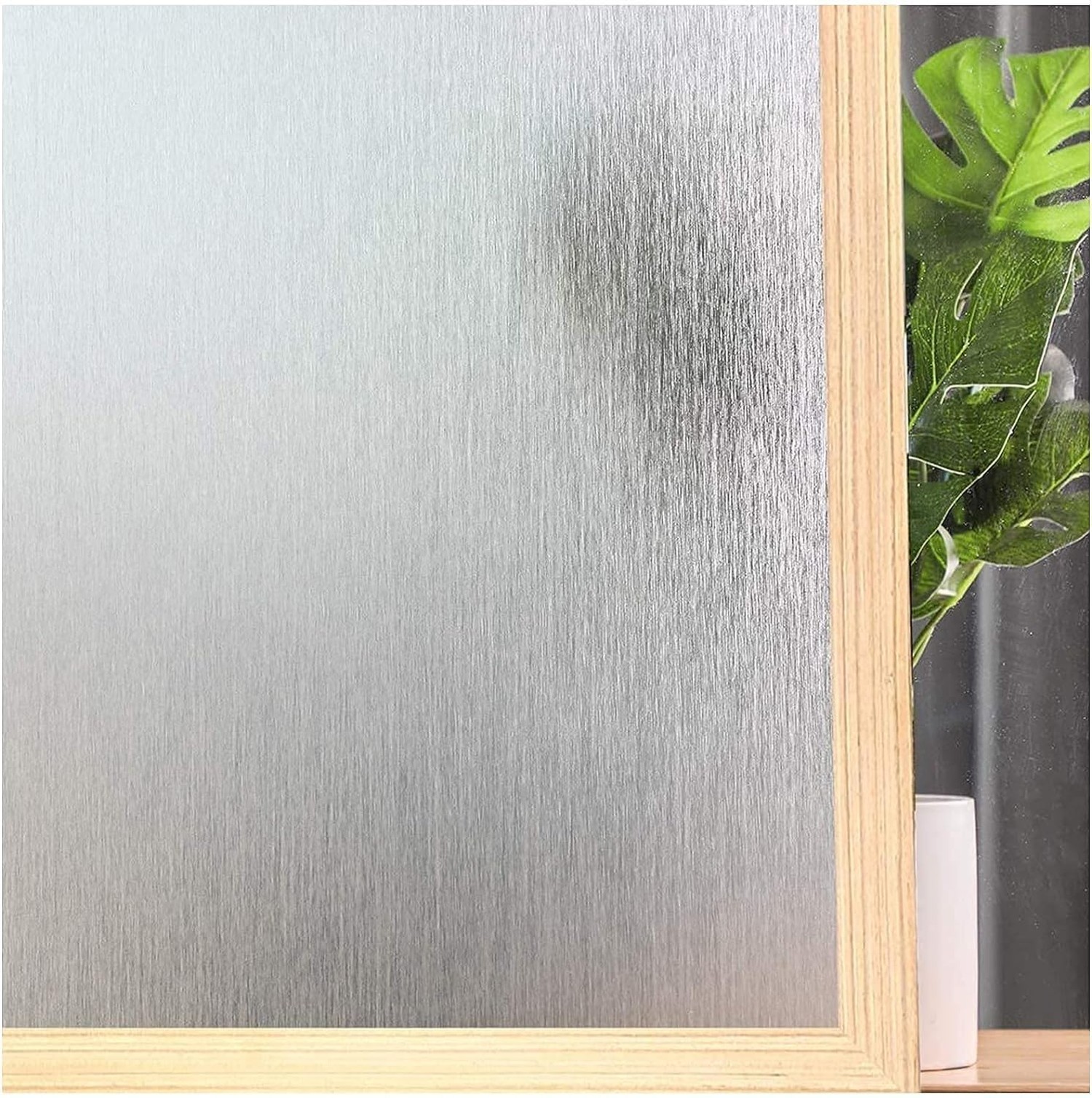 Frosted Window Privacy Film – Brushed Silver Static Cling Glass Film for Bath…