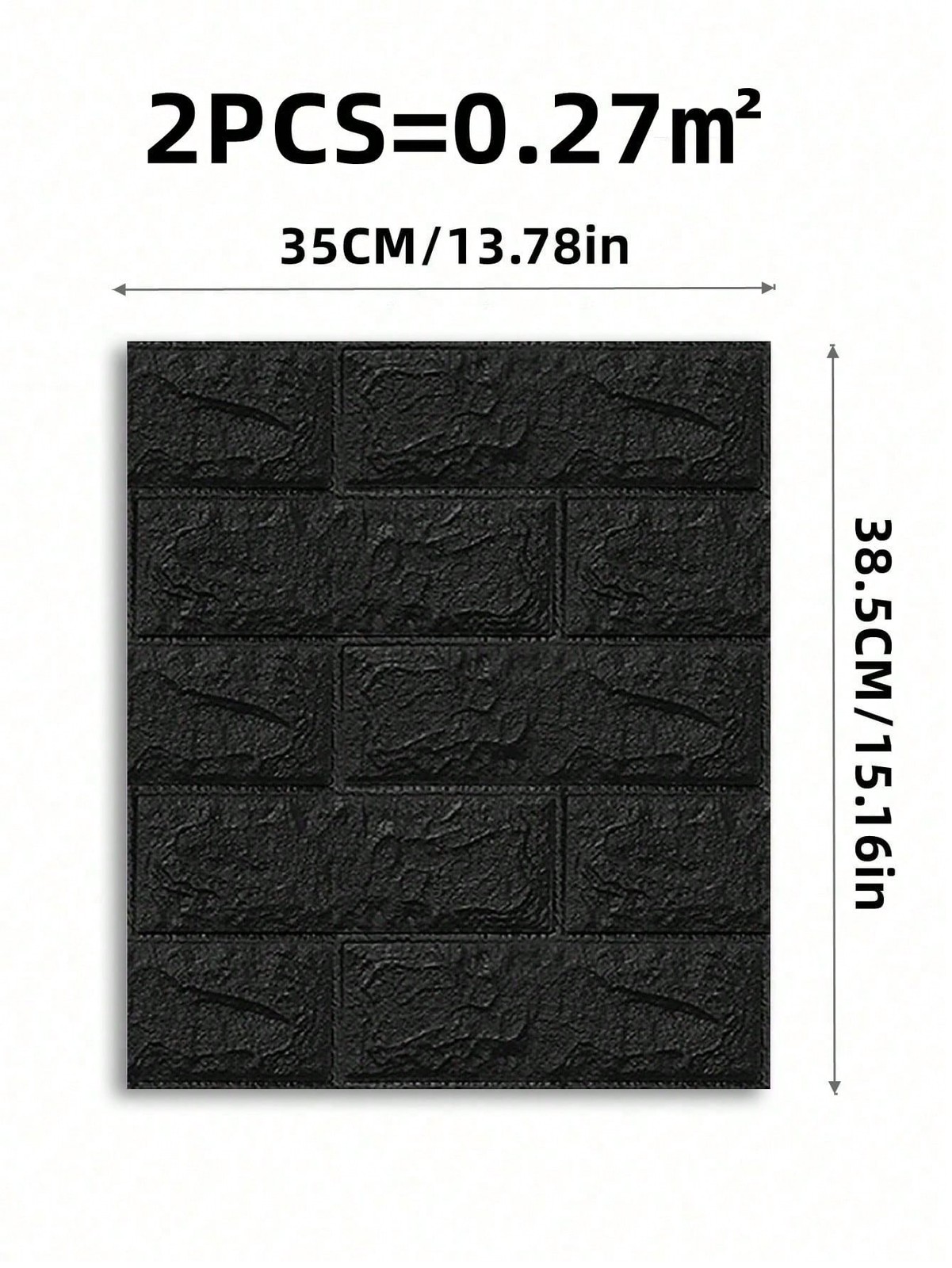 Black 3D Brick Peel And Stick Wall Panels 4pcs Removable Waterproof