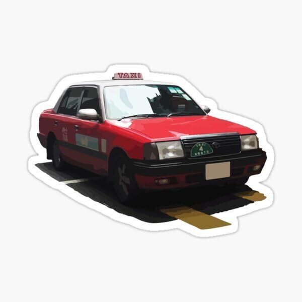Hong Kong Red Taxi Cab Car Transportation Vinyl Decal Sticker
