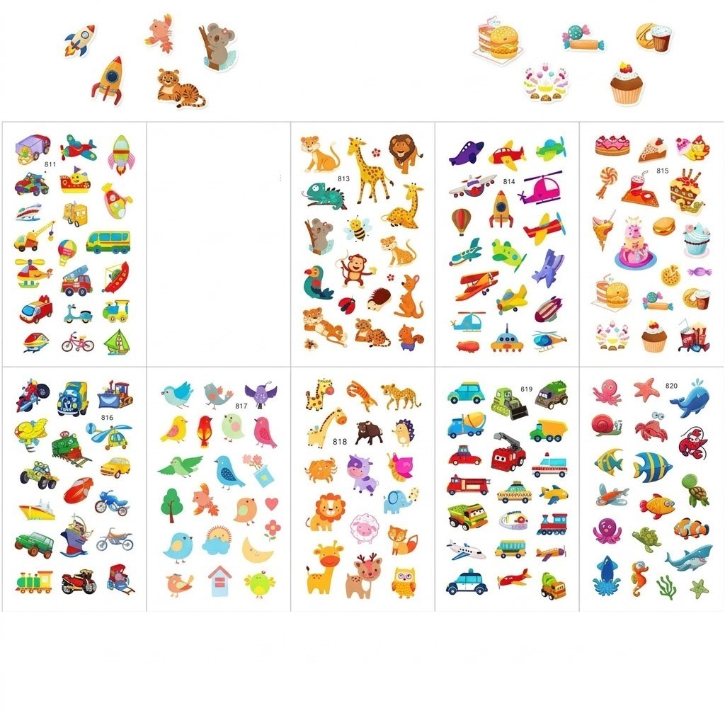 10 Pcs Waterproof Stickers Kids Toddler Animal Dino Car Butterfly Water Bottle