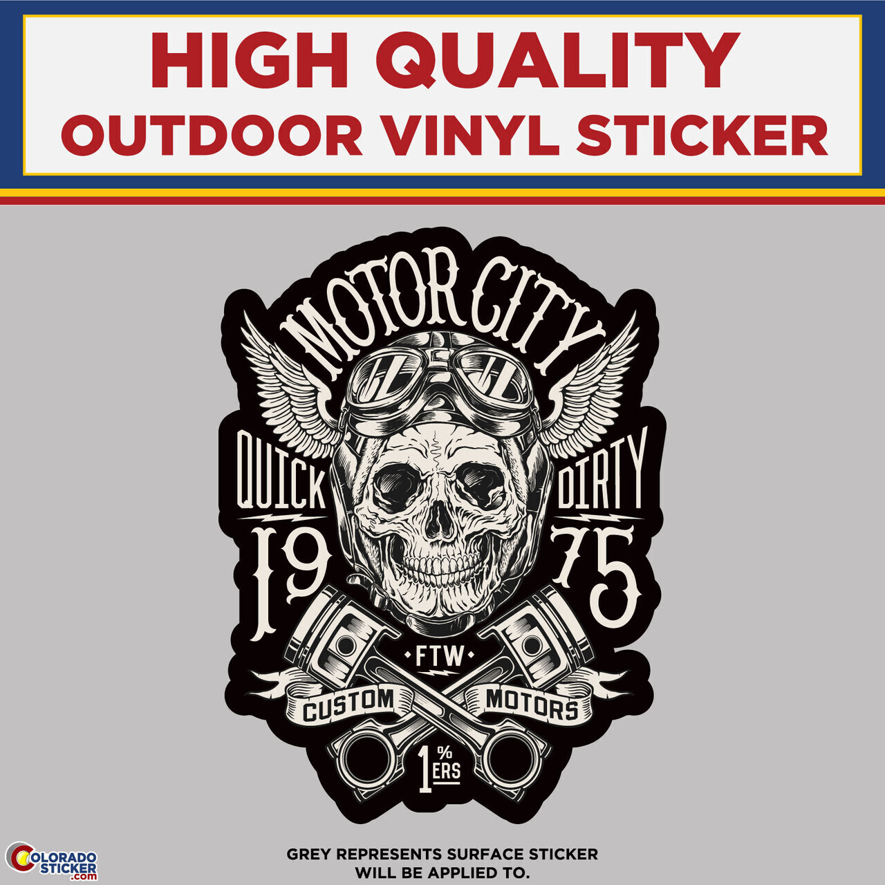 Motor City Quick and Dirty 1%ers, High Quality Vinyl Stickers