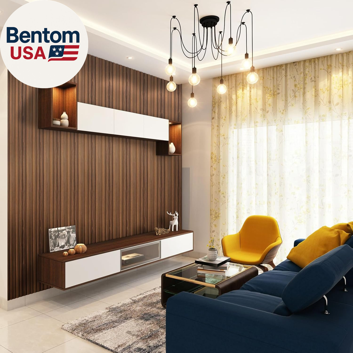 WPC Slat Wall Panels 8 Pack Teak 3D Soundproof Wood Wall Paneling 96×6 Inch