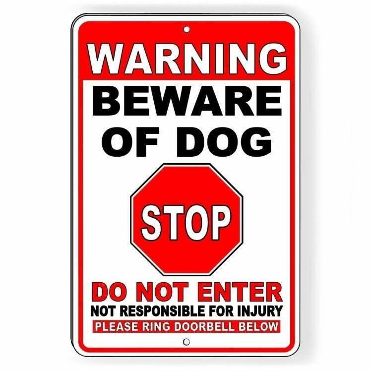 Warning Sign Beware Of Dog Stop Do Not Enter Ring Bell Sign / Decal / Sbd038