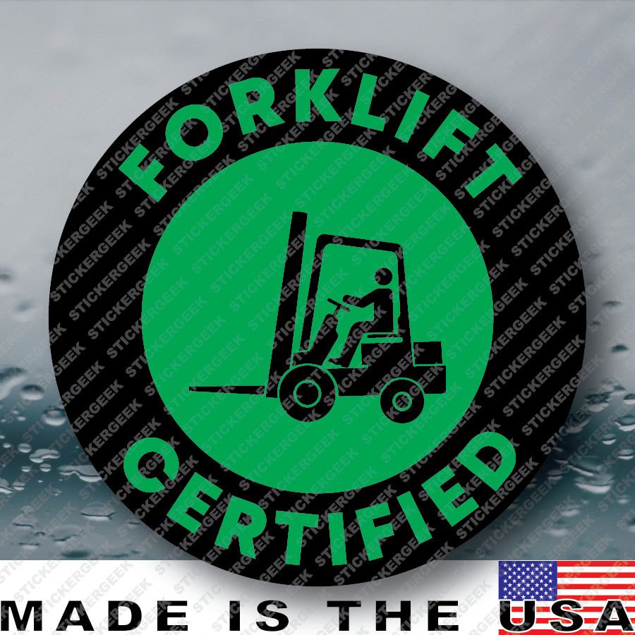 Fork Lift Certified Funny Hard Hat Helmet Gag Prank Joke Sticker 2IN