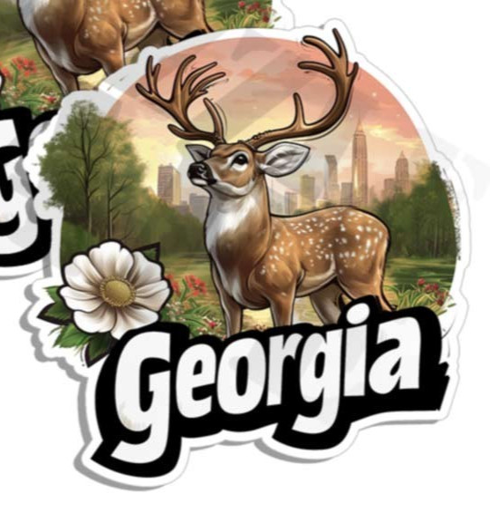 Georgia sticker vinyl decal waterfront White tail doe novelty laptop 2 PACK