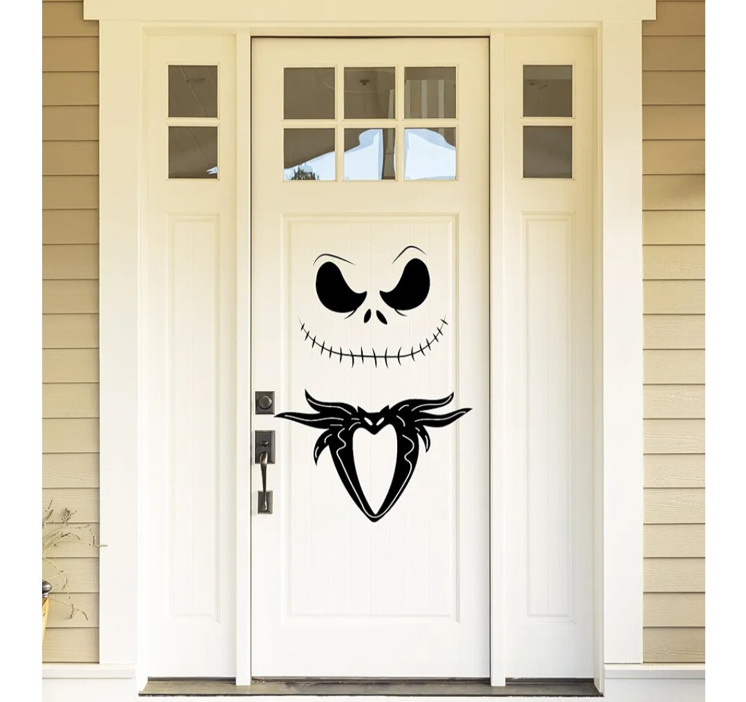 4 Sheets Halloween Door Stickers Decor Halloween Jack Skellington Door..LOWEST $