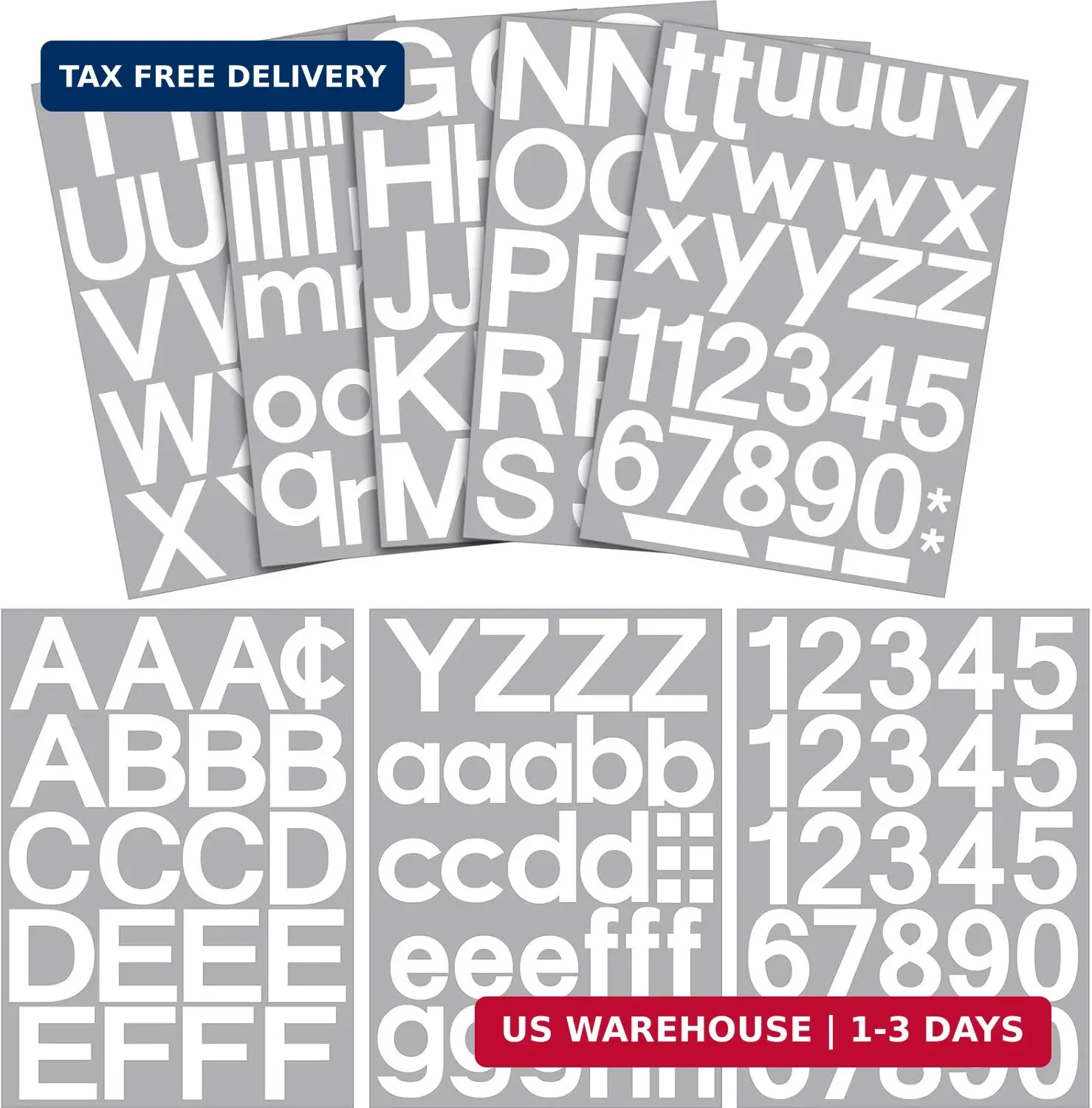 Outus 202 Pcs 8 Sheet Vinyl Letter Stickers 3 Inch White Self Adhesive Mailbox N