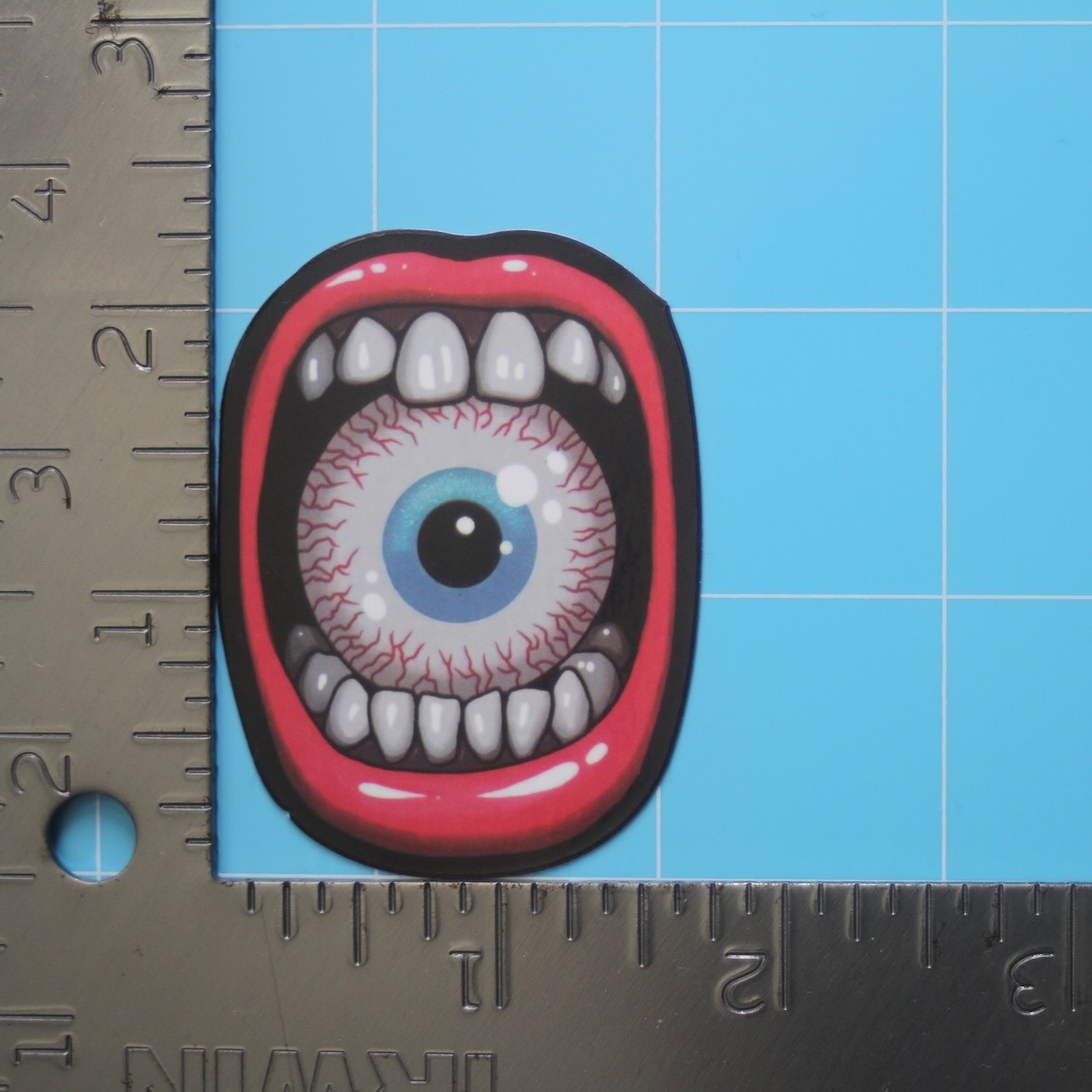 Horror Sticker (WEIRD-CORE EYEBALL MOUTH) Creepy Halloween, Gloss PVC Decal