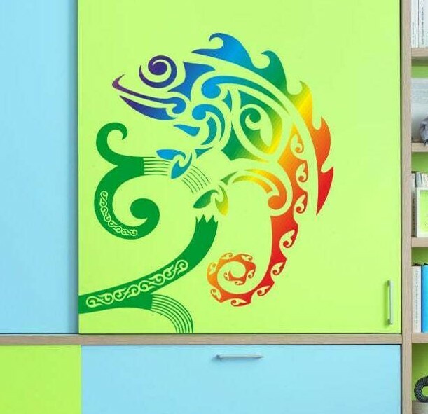 Chameleon Sticker, Vinyl Sticker, Chameleon Wall Decal, Nautical Vinyl Sticker