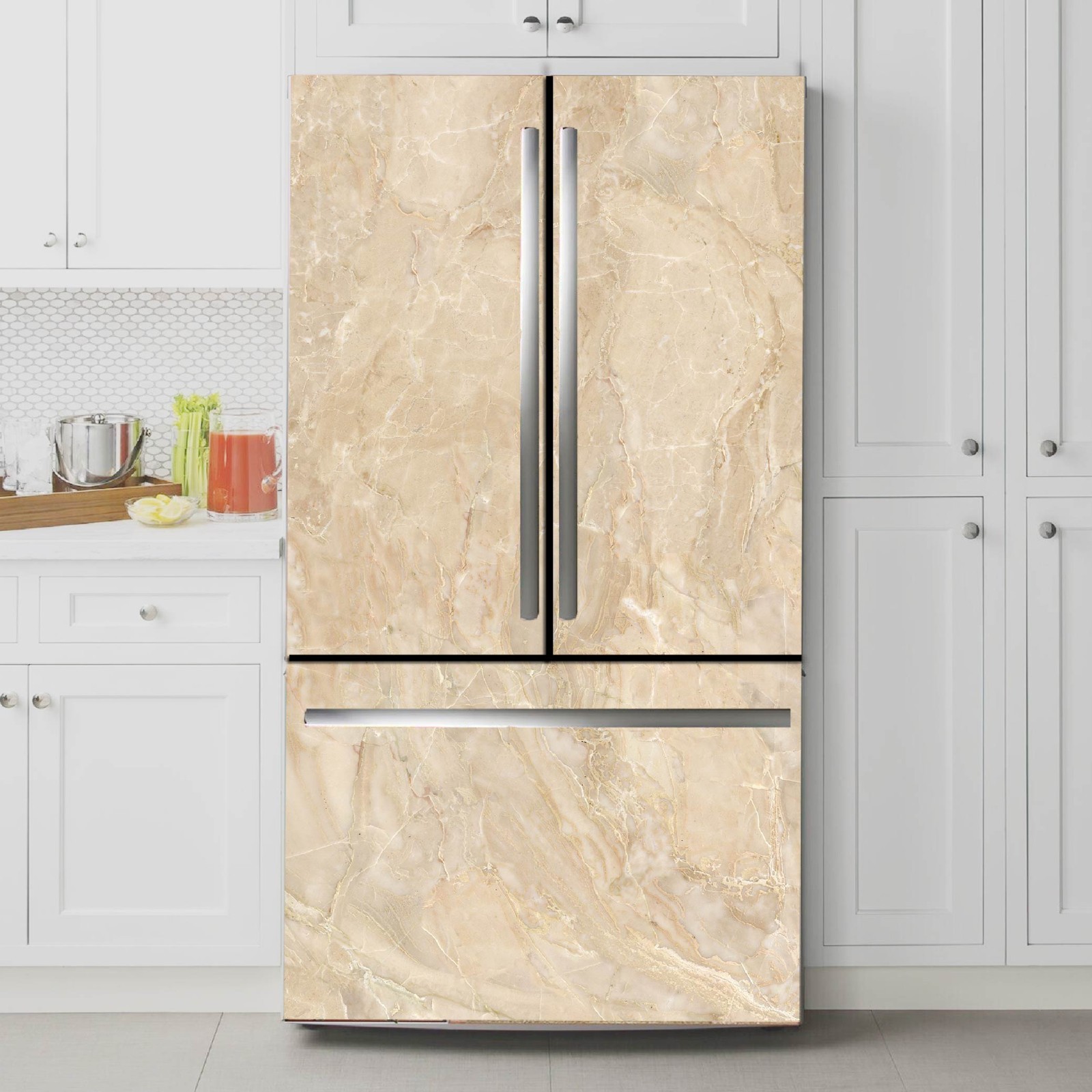 Marble Fridge Wrap Removable, Waterproof Appliance Cover