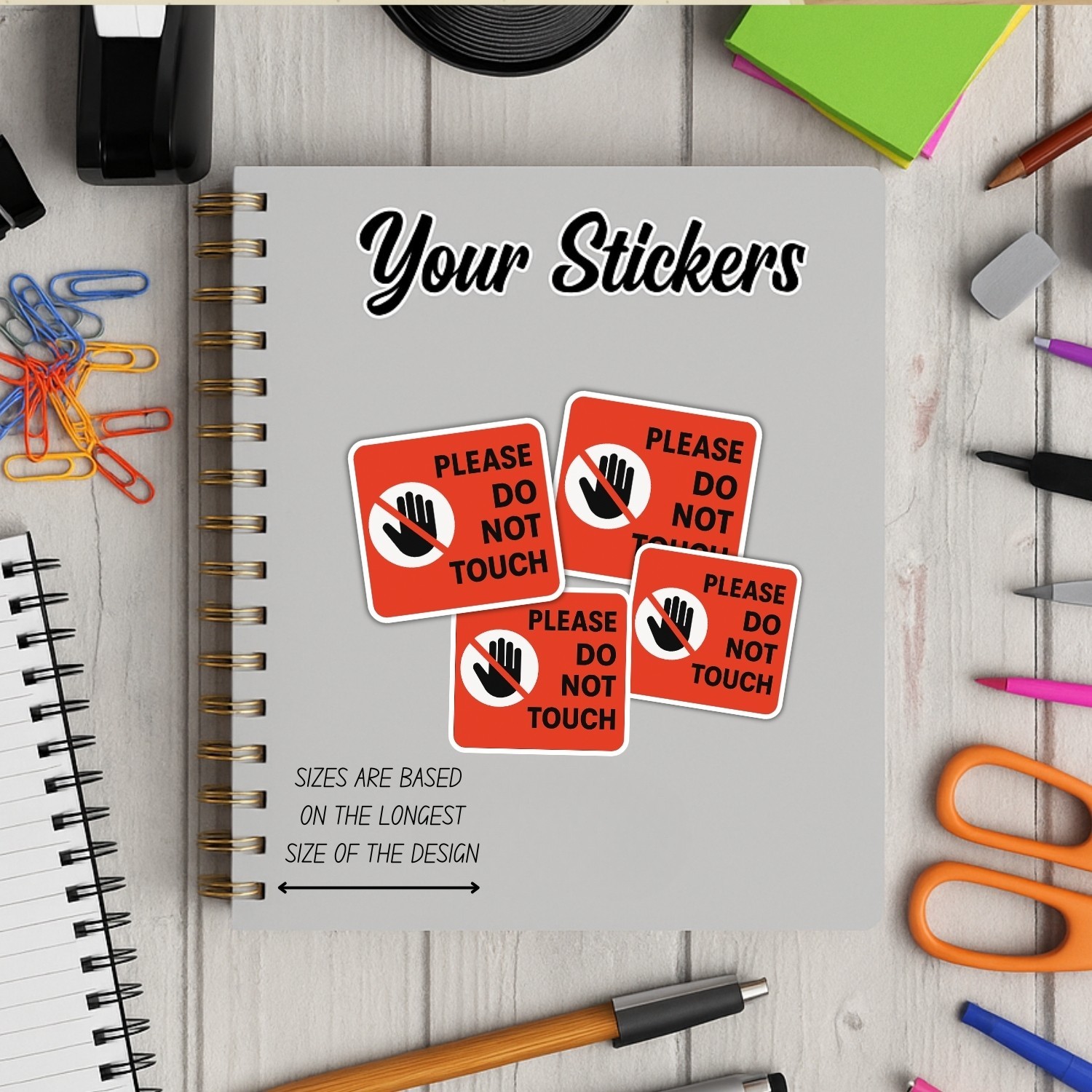 Please Do Not Touch Stickers – Warning Sign Waterproof Vinyl Decals (Set of 4)