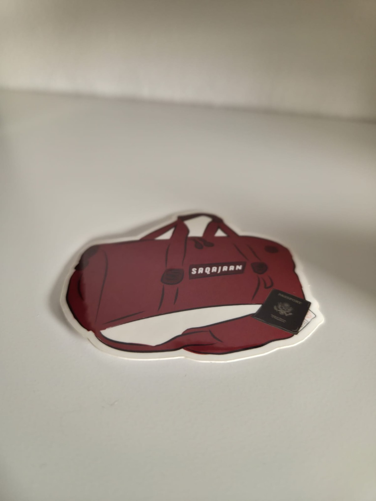 Red Backpack with Passport Sticker 2.5in x 2.5in
