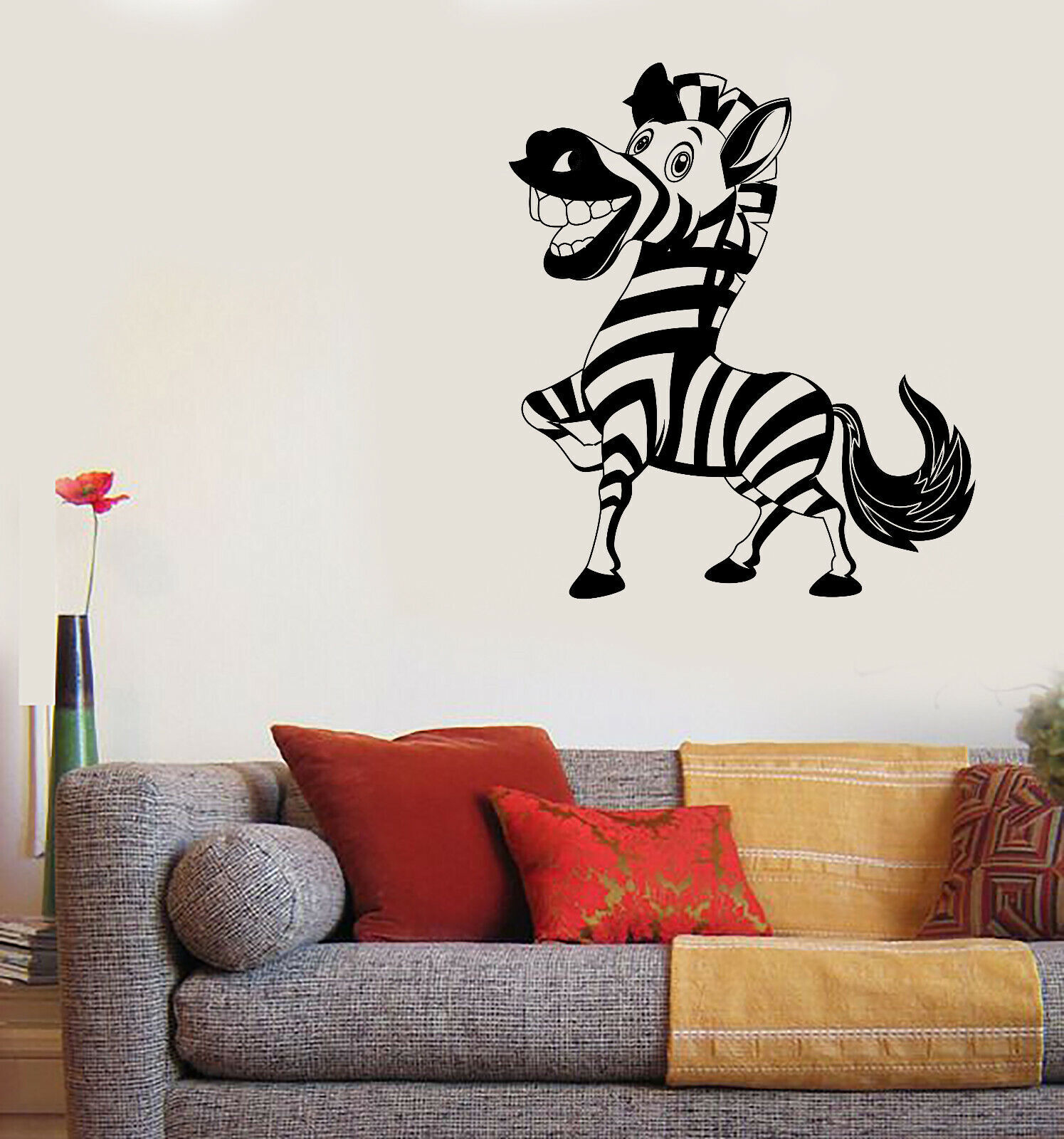 Vinyl Wall Decal Stickers Funny Happy Zebra Kids Room Decor (n1748)