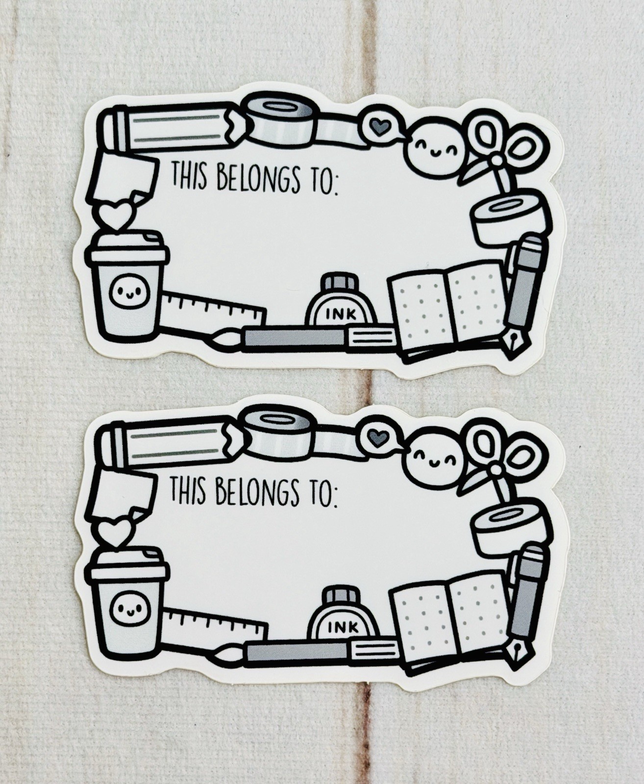 x2 NEW The CoffeeMonsterzCo TCMC Grey This Planner Belongs To Name Vinyl Sticker