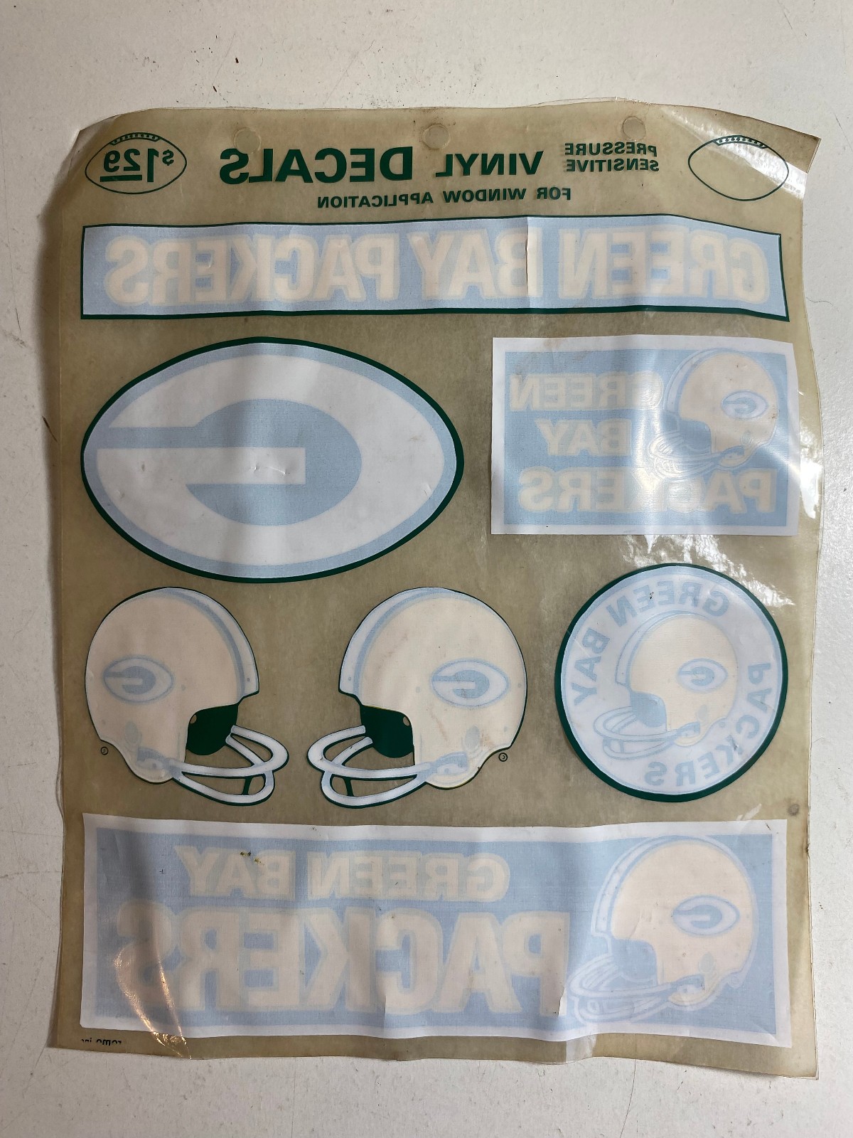 Vintage Rare Green Bay Packers Team Logo Color Vinyl Car Window Decal Stickers