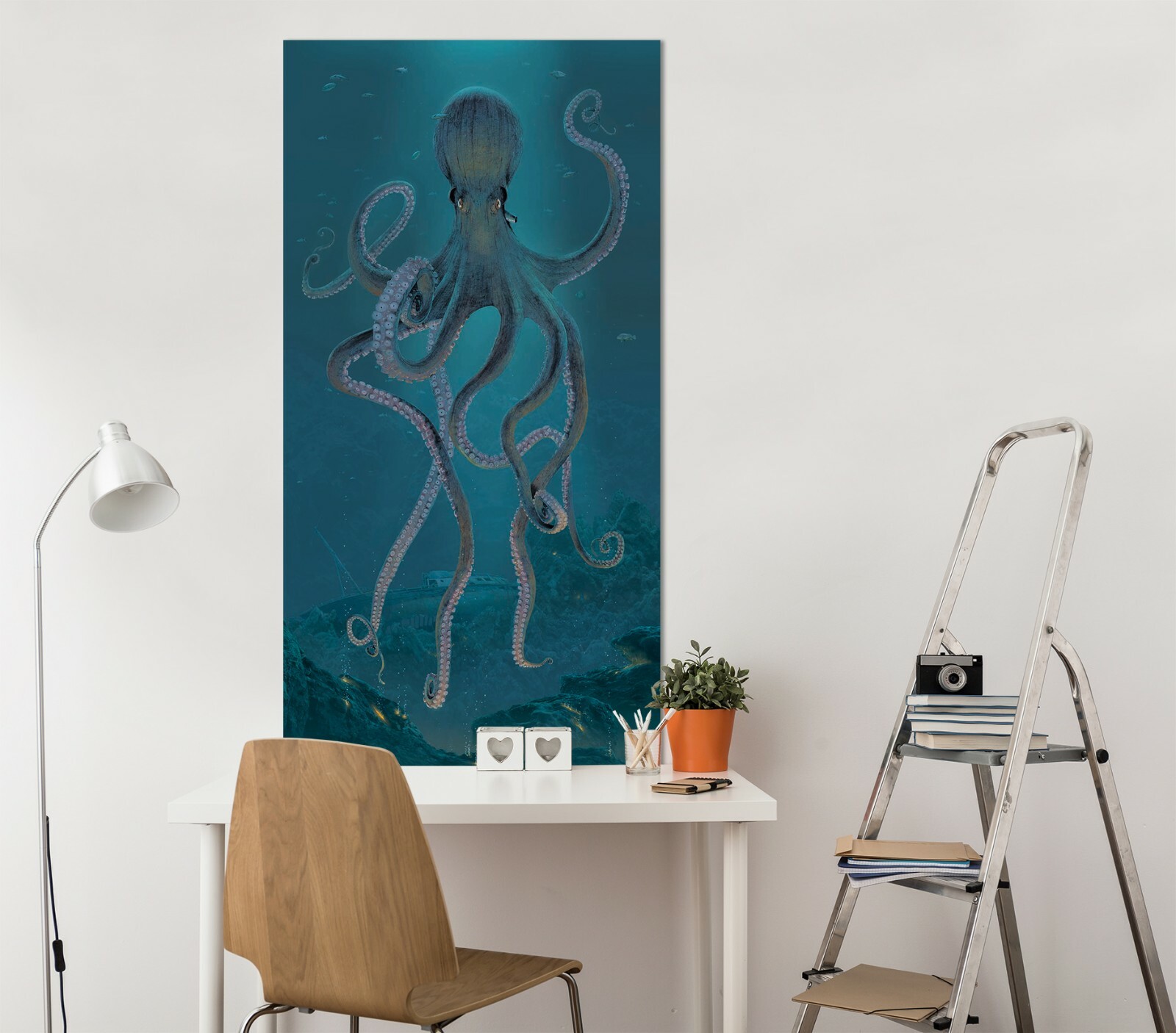 3D Blue Giant Octopus A140 Wall Stickers Wall Murals Wallpaper Vincent Amy