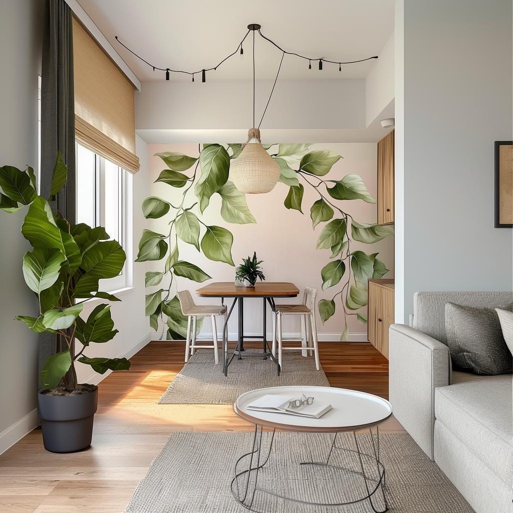 Cascading Leaf Wall Decal Sticker | Large Green Wall Art