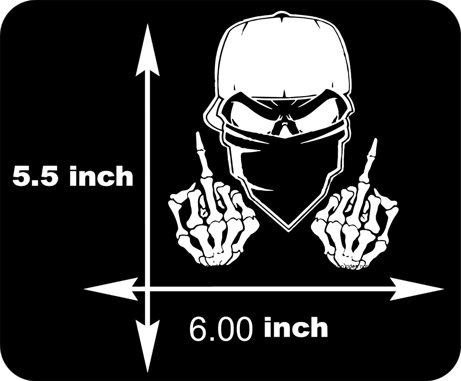 Skeleton Skull Middle Fingers Decal Sticker Tumbler Car JDM Vinyl Window 6" x 5"