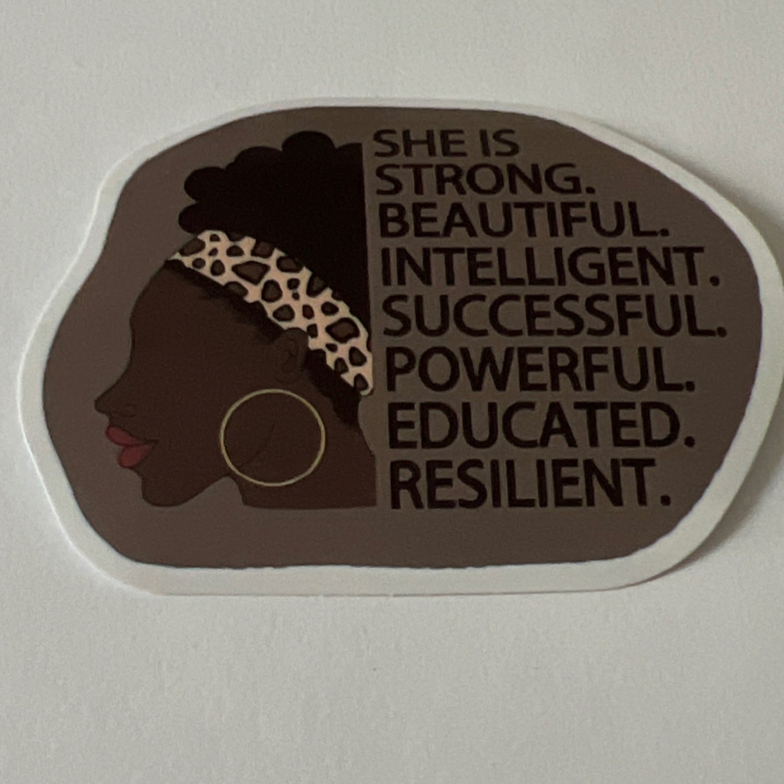 Inspirational African Woman Vinyl Sticker Leopard Print Self-Adhesive sticker