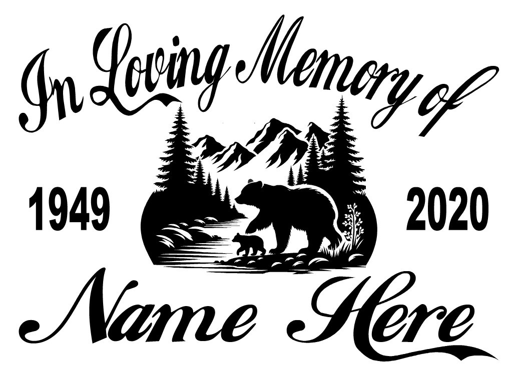 In Loving Memory of Decal – Bear Family Outdoors Compass Memorial Sticker #2