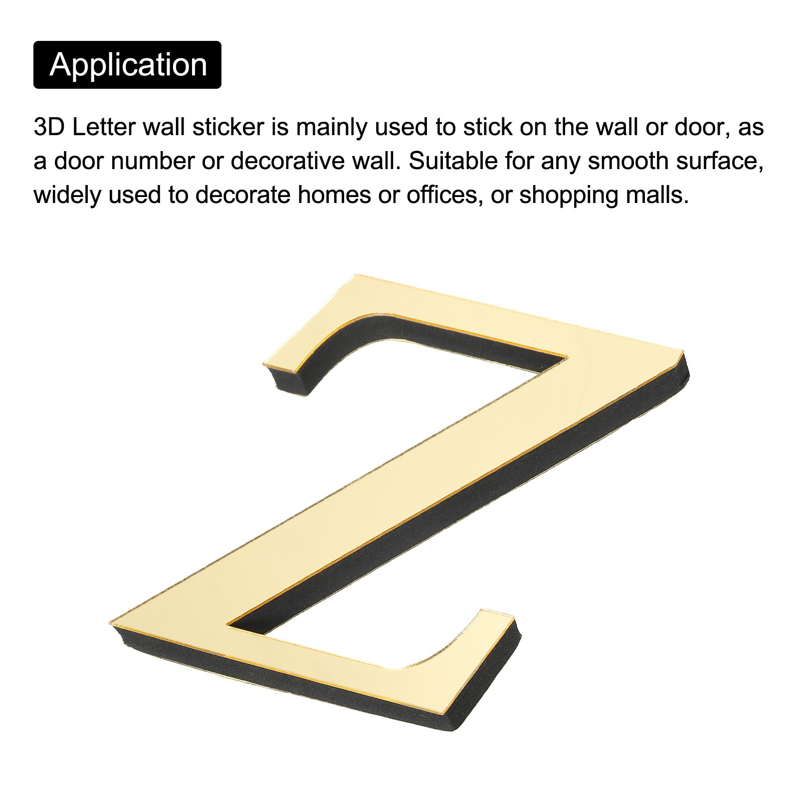 3D Acrylic Alphabet Mirror Wall Stickers Letter Z Self-Adhesive Light Gold