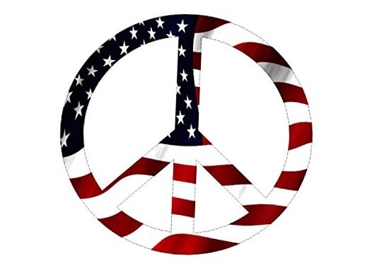 Red White Blue USA Peace Sign Symbol Decal American Flag Large Inch Patriotic