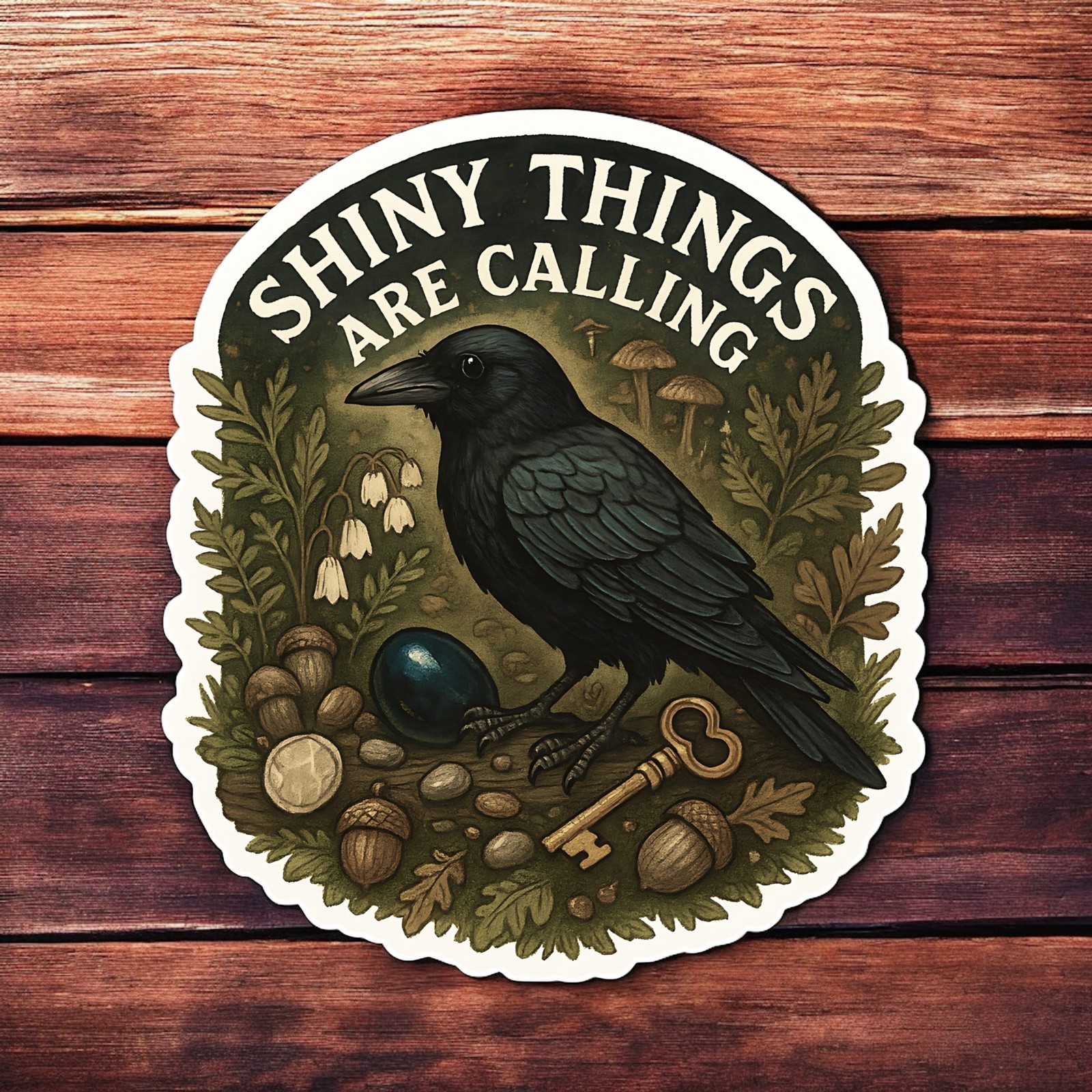 Crow sticker with trinkets and shiny elements Assorted sizes – crowcore