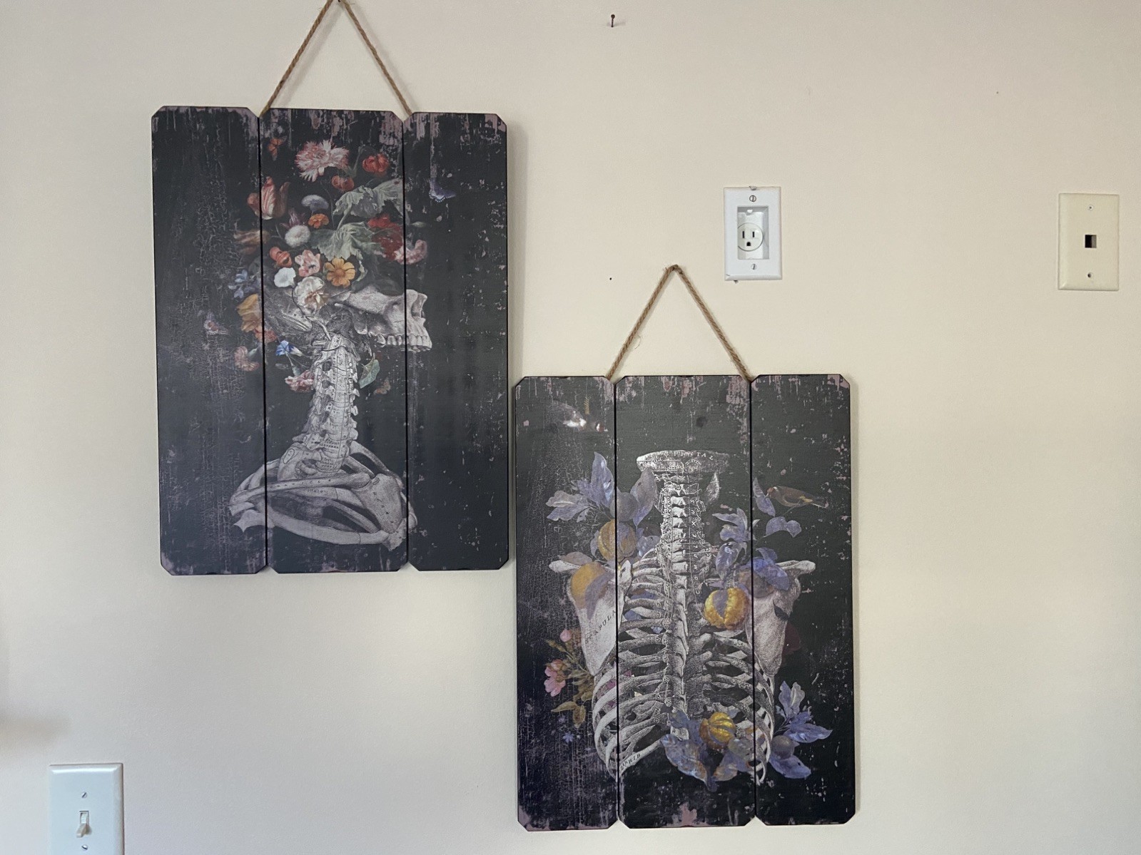 12×16 Flooreal Gothic Wall Art Home Decor Skeleton, a set of 2