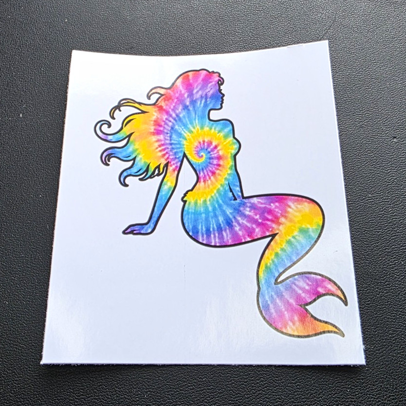 Tie-Dye Mermaid Fantasy Decorative Sticker Decal Multicolor for Adults