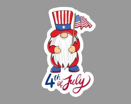 July 4th Gnome Die Cut Glossy Fridge Magnet