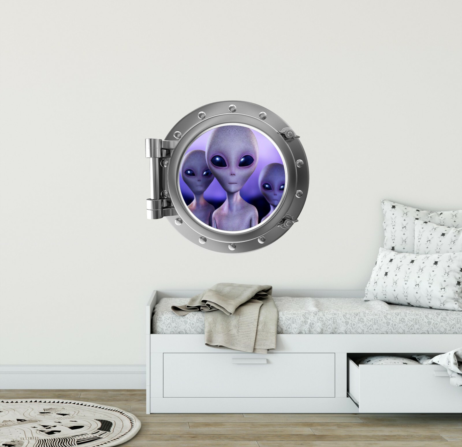 PortScape Aliens 3 Space Porthole Window Wall Decal Removable Vinyl Wall Sticker