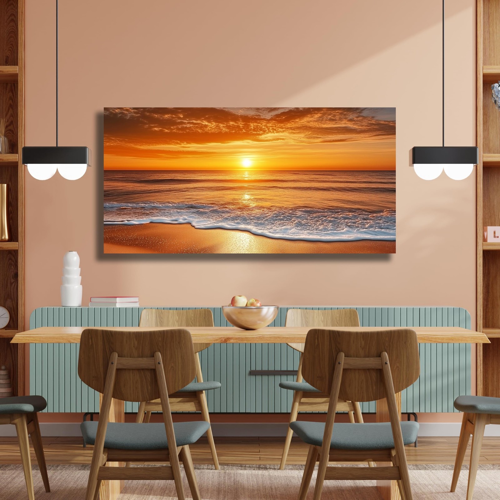 Yuaxker Ocean Wall Art Red Print Aesthetic Wall Decor Modern Trendy Canvas Ar…