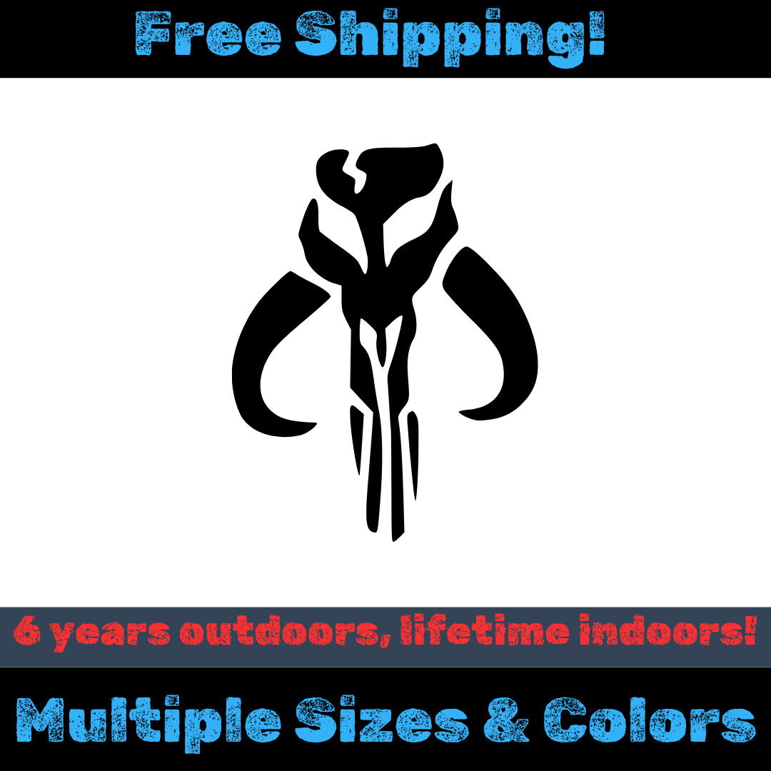 Bantha Skull Mandalorian Decal – Boba Fett, Baby Yoda, Star Wars, Car Window
