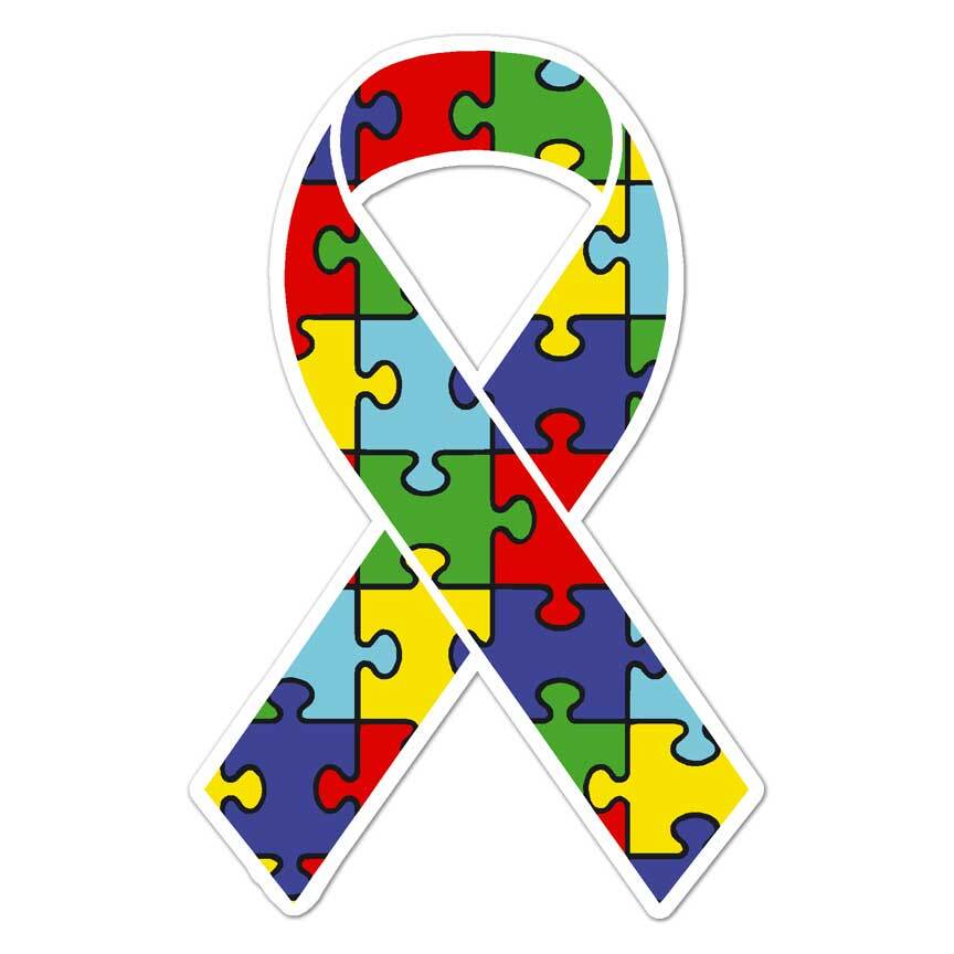 Autism Ribbon Puzzle, Vinyl Decal Sticker, Indoor Outdoor, 3 Sizes, #7746