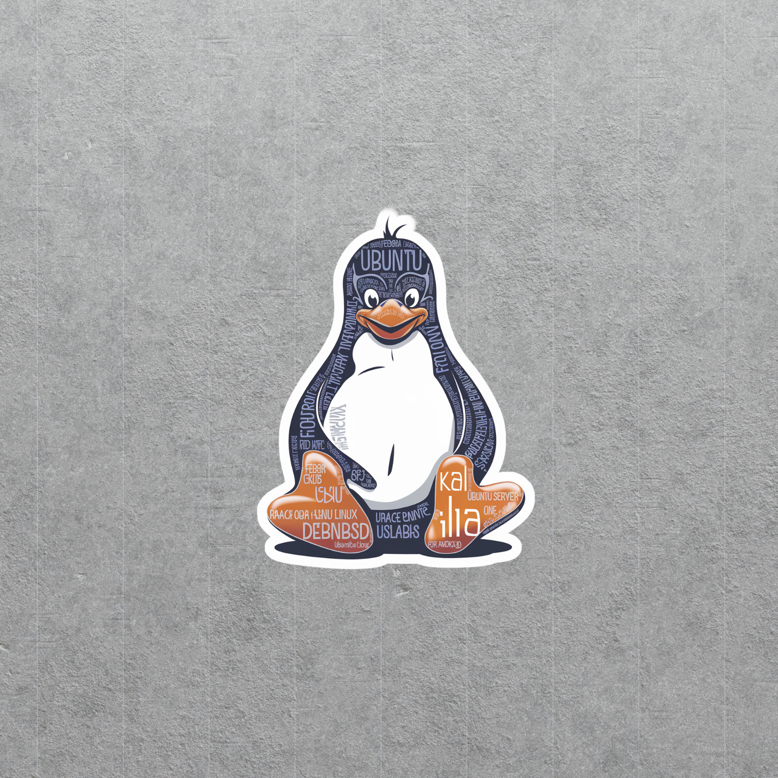 Linux Penguin Shaped Word Cloud Sticker for Tech Enthusiasts #5170