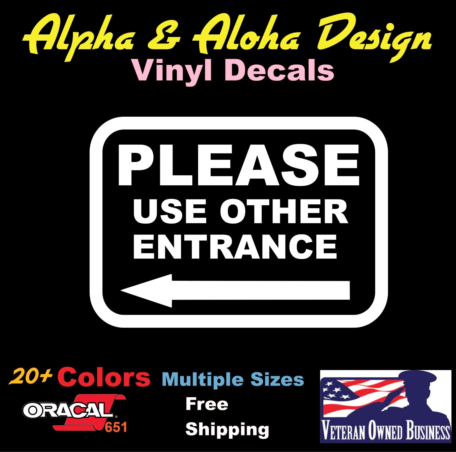 Please Use Other Entrance direction arrow SIGN BUSINESS VINYL DECAL STICKER